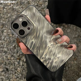 Luxury Plating Silicone Water Ripple Case for iPhone Aesthetic Glossy Bumper Cover with Camera Protection